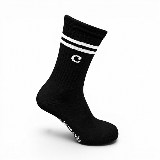 Sportsokken Zwart - Twee ringen Wit + C. Pre-order