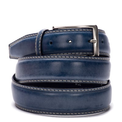 Leren Riem Jeans Blue Wax