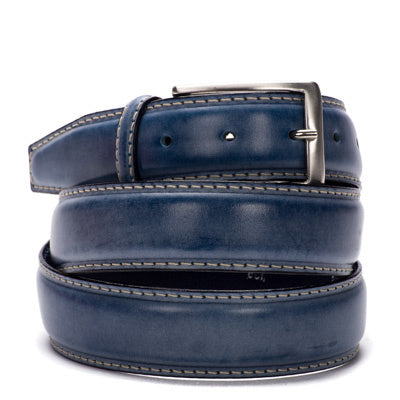 Leren Riem Jeans Blue Wax